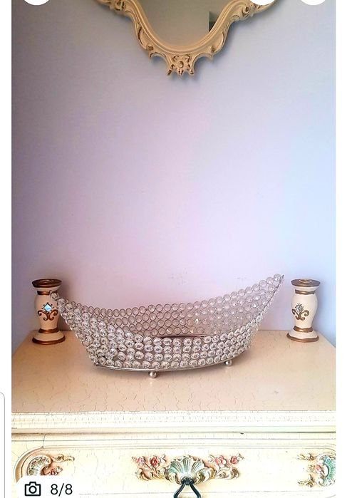 Tavă/pahare  decorative din inox, oglindă și sticlă