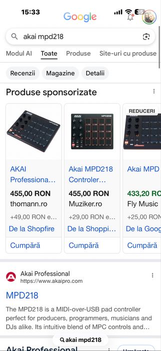 Akai MPD218 controler