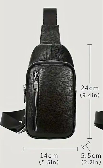 Мъжка дисплей чантичка за през рамо/Универсална и Луксозна-естест.кожа