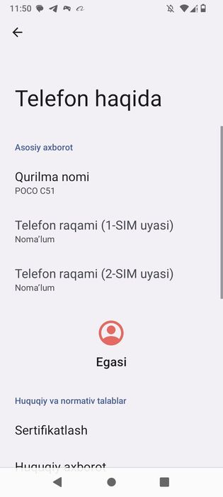 Poco c51  xotira 64 GB hamma narsasi radnoy