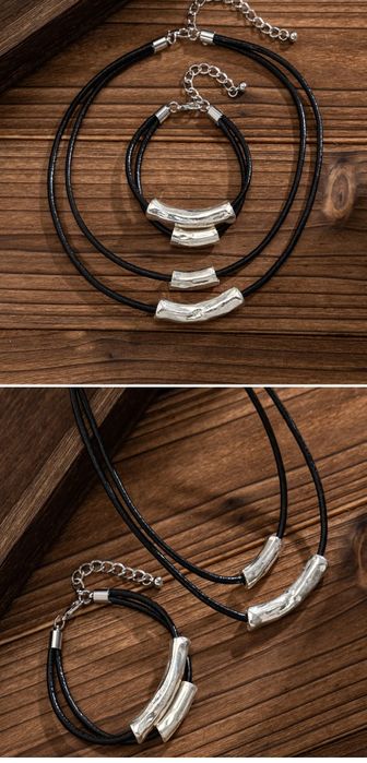 Чокер+браслет
Кожаная восковая нить+ серебристое украшение
80 тыс