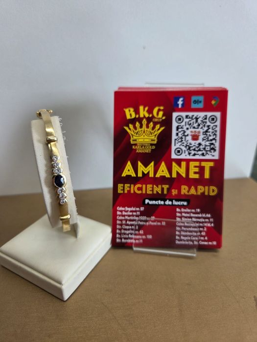 Inel din aur 18K cu diamante și safir Amanet BKG