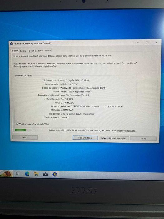 Laptop MSI MS-16RK - Cod 126327