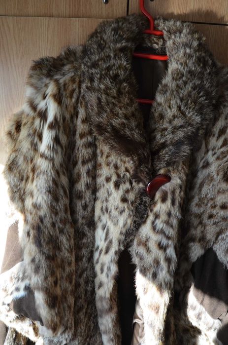 Haina de blană naturală din ras/ lynx/ linx / pisica salbatica mar. M/L ...