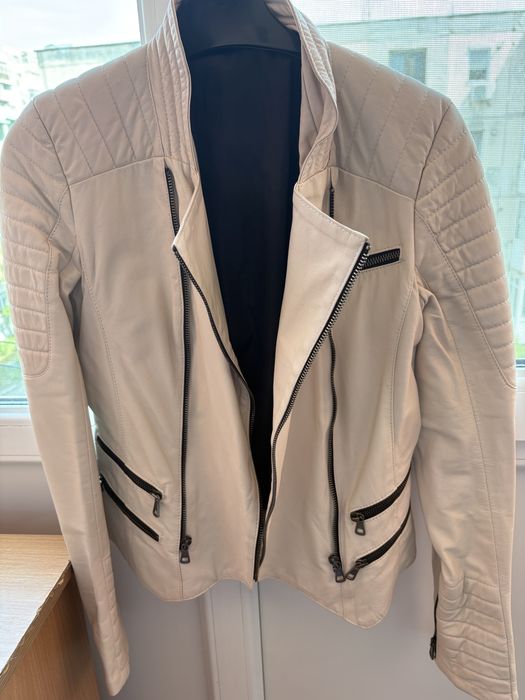 Geaca de piele naturala stil biker pentru femei