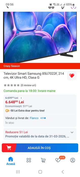 Tv led smart Samsung pentru piese