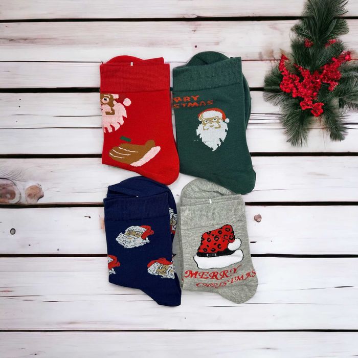 Sosete din bumbac cu decoratiuni de Craciun, unisex, 39-42 EU/43-46 EU