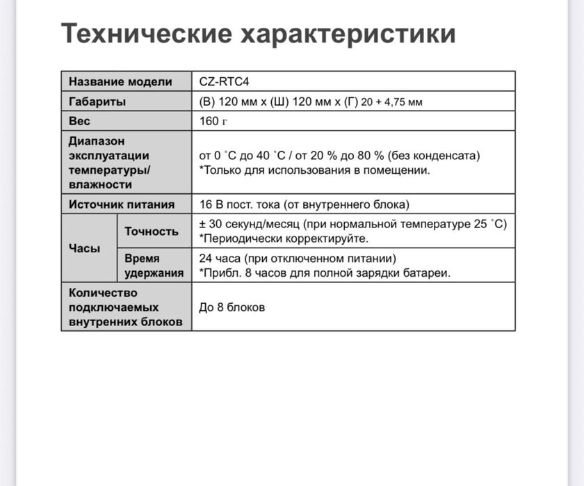 Панель управления CZ-RTC4