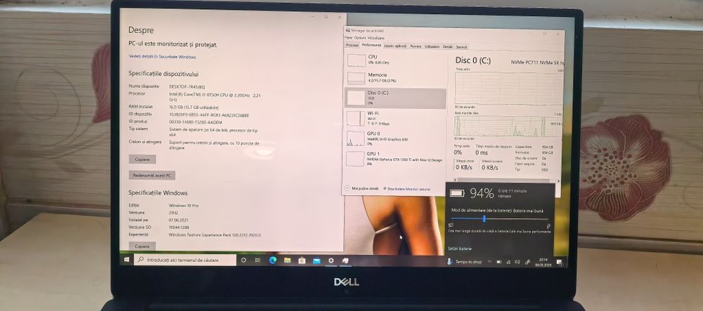 Laptop Dell XPS 9570 4K Touch__i7-8750H_1TB SSD HYNIX_16GB DDR4_Nvidia GTX 1050Ti Max-Q_Full Metal__9/10 Estetic _ 10/10 functional