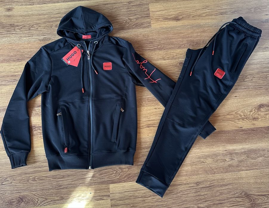 Мъжки,памучен,черен екип Hugo BOSS с бродирано и зашито лого