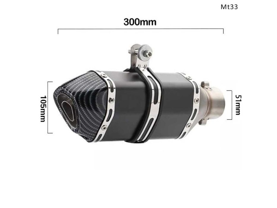 Evacuare AKRAPOVIC, toba sport pentru motocicleta 300mm, negru carbon