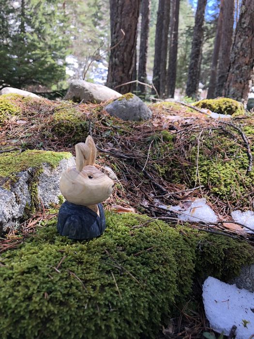 Ръчно издялкани коледни дървени фигури зайче джудже Декорация, подарък