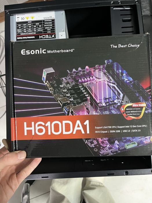 H610da materinskiy plata, core i3 13100 va cooler