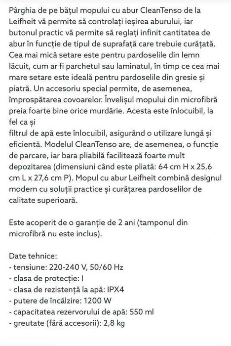 Mop cu aburi Leifheit