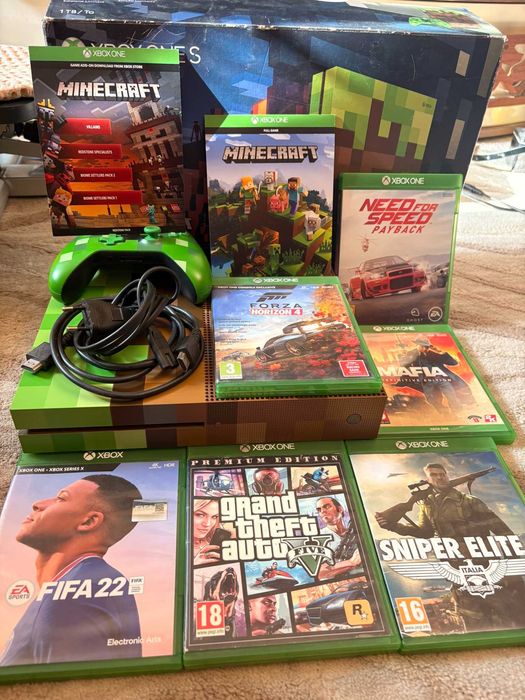 Xbox editie limitata Minecraft, 1TB, foarte bine intretinuta, full box + jocuri, usor NEGOCIABIL