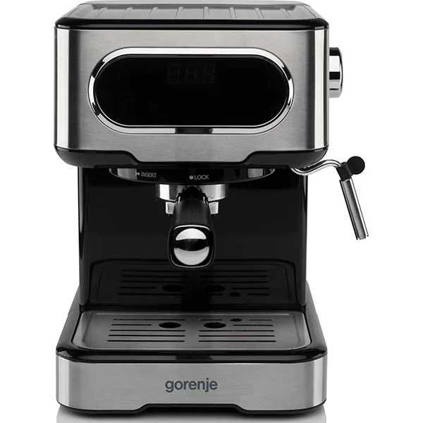 Espressor cafea GORENJE ESCM15DBK, 1.5l, 1100W, 15 bar, sistem Cappuccino, negru-argintiu nou, sigilat