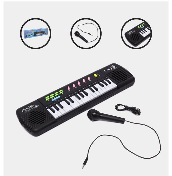 Детский музыкальный синтезатор , пианино с микрофоном  + караоке