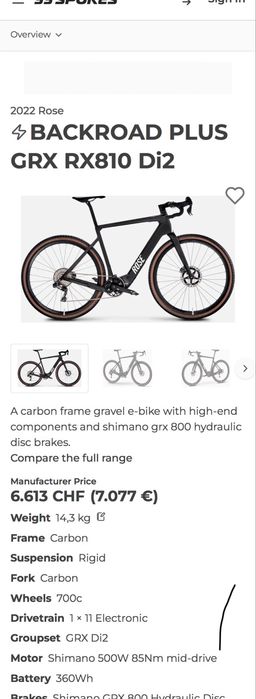 Gravel E-bike Rose Backroad Plus Grx RX810 DI2
