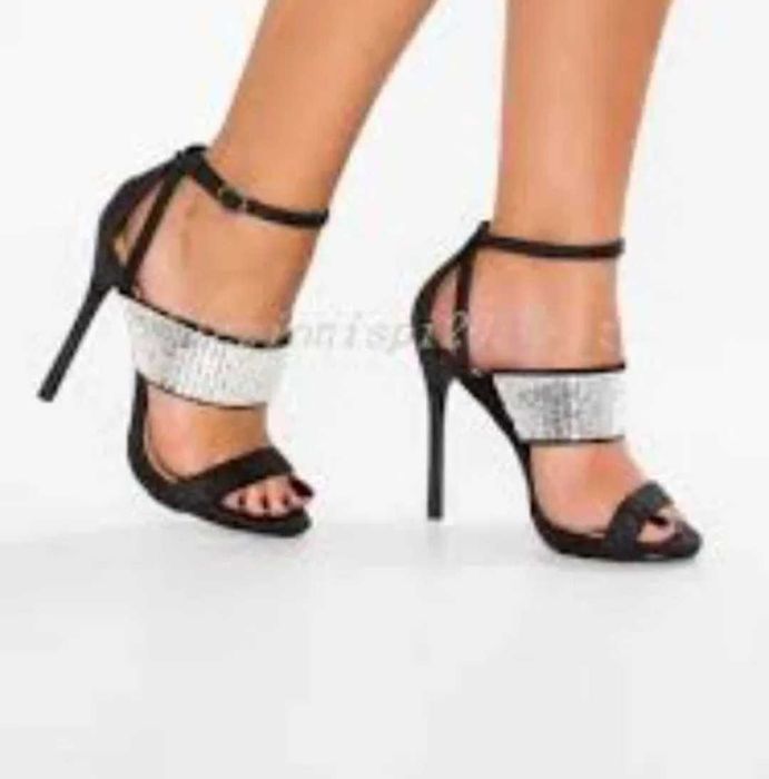 Bebo обувки на висок ток с черен брокат и мъниста