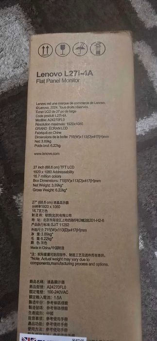 Monitor Led Lenovo  L27i 4A,nou