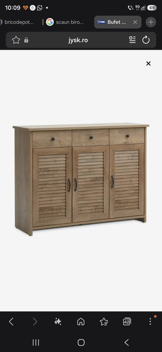 Bufet JYSK MANDERUP – 3 uși + 3 sertare – aspect stejar