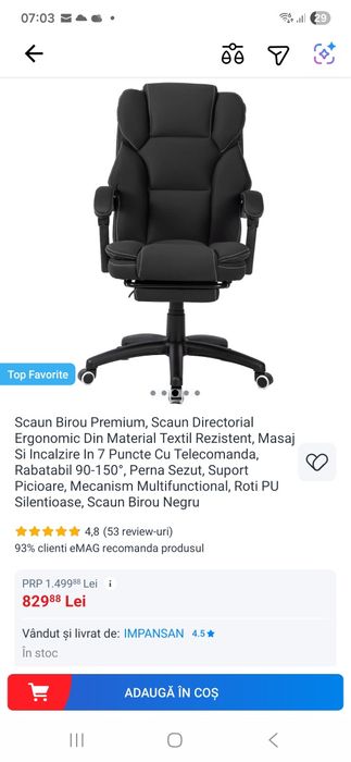 Scaun birou cu masaj