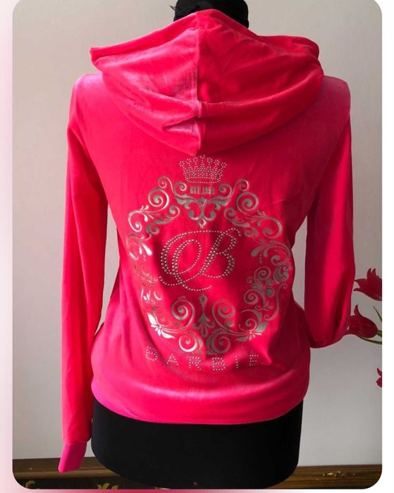 Trening dama roz fucsia din catifea Barbie Girl, model inscripționat