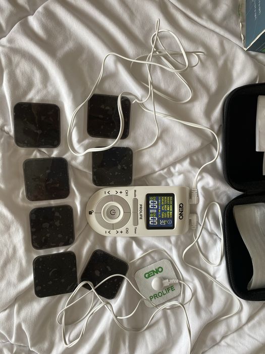Aparat portabil de masaj cu electrostimulare TENS & EMS QENO Pro Life+ 8 electrozi(fizioterapie/masaj) ,ca NOU