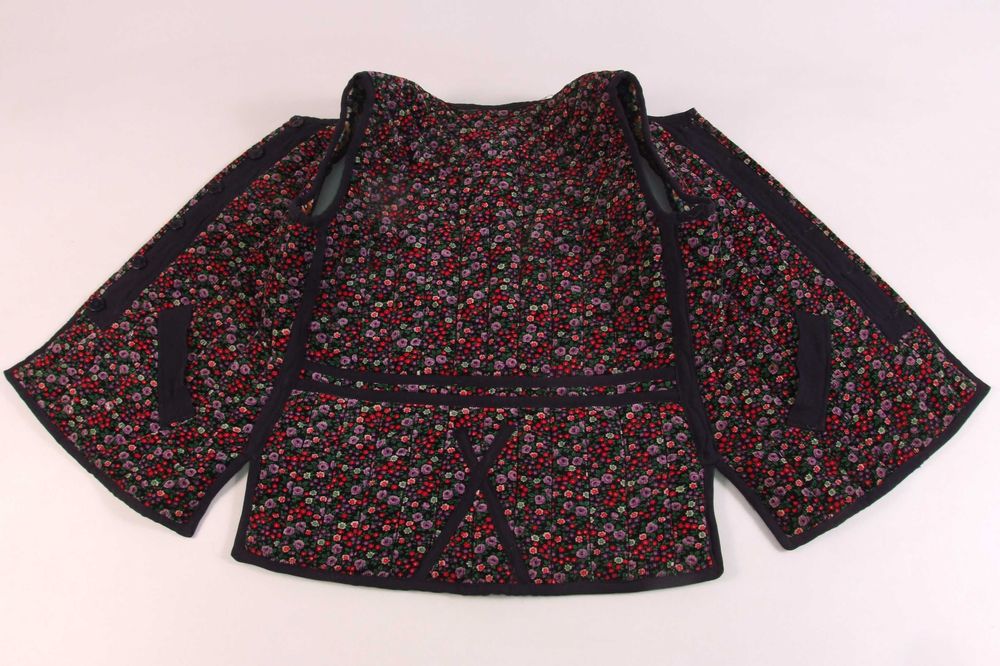 Bunda traditionala dama, bundita, vesta, catifea + lâna, mas 46, NOUA