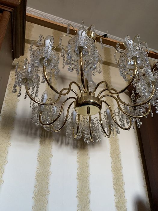 Люстра хрустальная позолоченая б/у