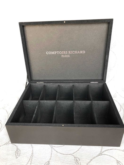 Кутия за чай Comptoirs Richard Paris, дървена, масивна, 10 отделения