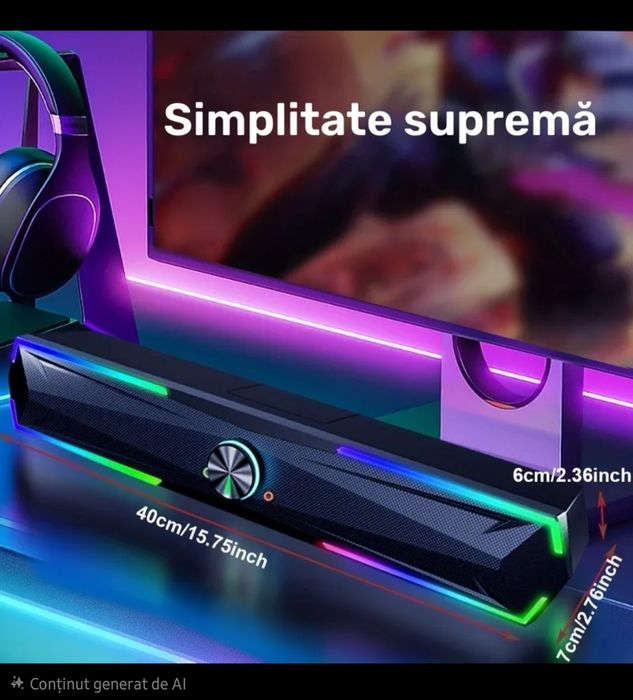 Subwoofer si Soundbar, Sistem Stered USB Compatibil cu PC, Laptop,