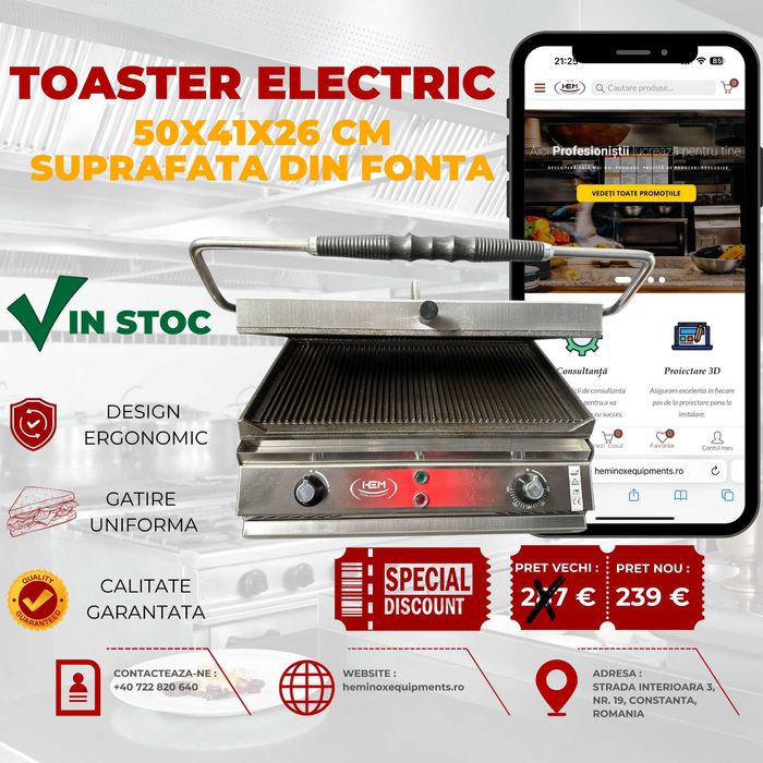 Toaster Electric 8, 12 sau 20 Felii Placa Fonta Striata In Stoc