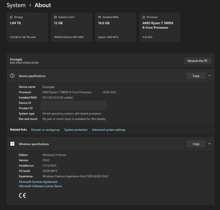 Calculator PC Gaming ASUS ROG  G15DK