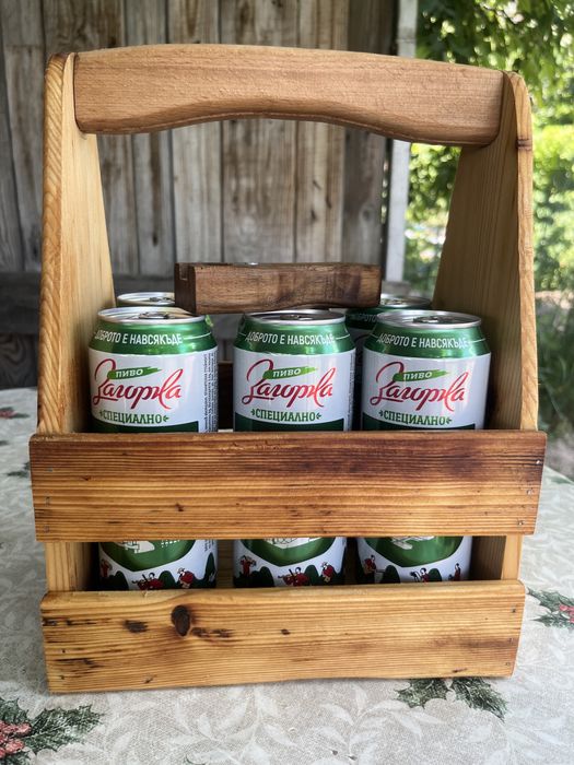 Дървена кошница за бира и малко столче