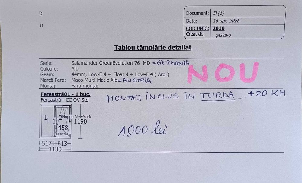 Fereastra Termopan SALAMANDER, 6 camere, tripan, 3 garnituri , NOU !