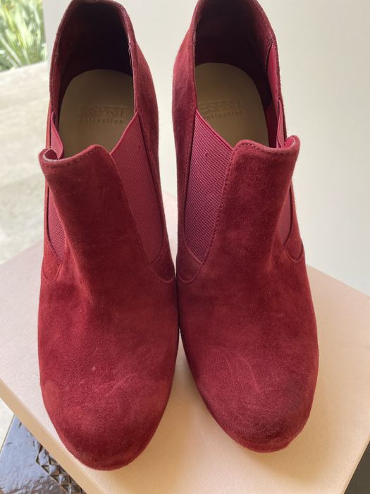 Pantofi / Botine Esprit visinii cu toc piele intoarsa