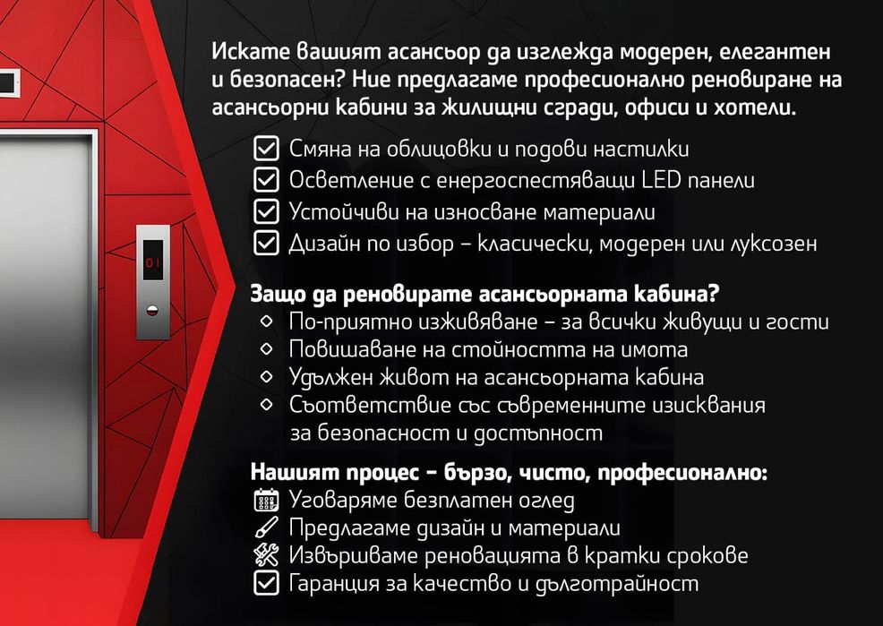 Реновиране на асансьорни кабини