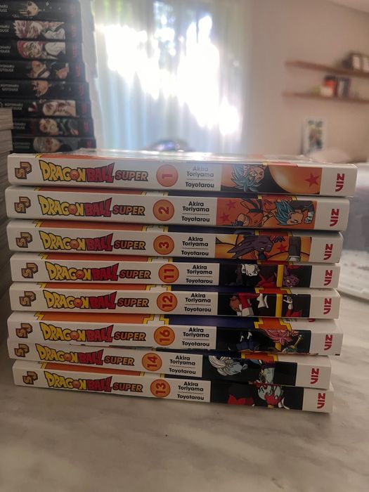 Manga books Demon Slayer, BlueLock, One Punch Man, DragonBall and Moriaty
