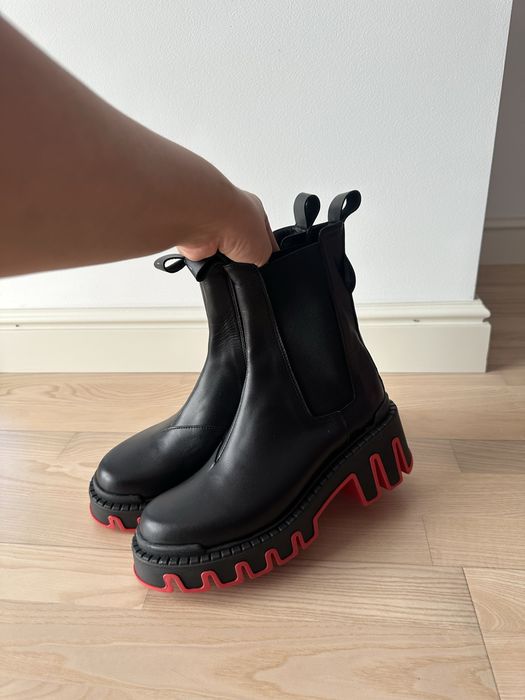 Botine/bocanci piele cu talpa rosie NOI (model Christian Louboutin)