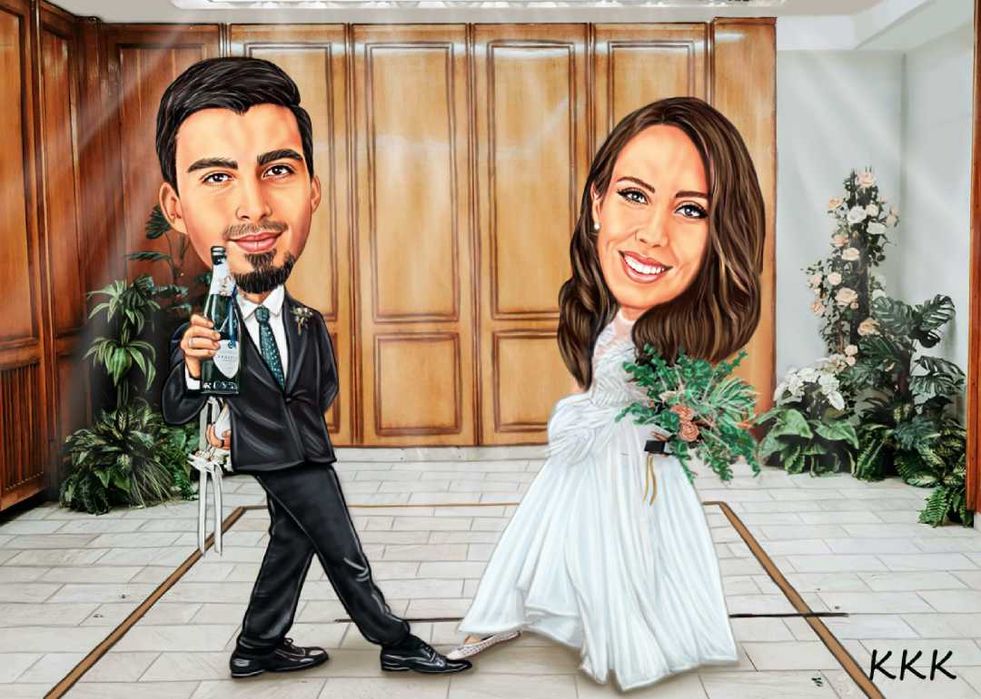 Дигитална карикатура-шарж за сватба