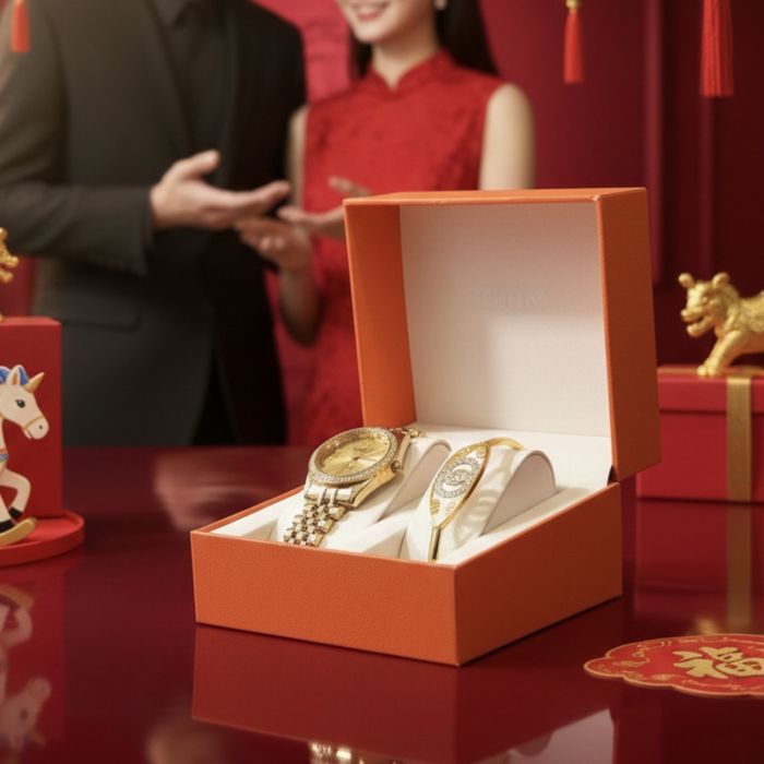 Часовник със златна верижка и камъни + гривна