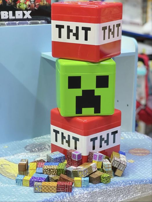 Майнкрафт 240 броя магнитни кубчета с КУТИЯ за съхранение, Minecraft