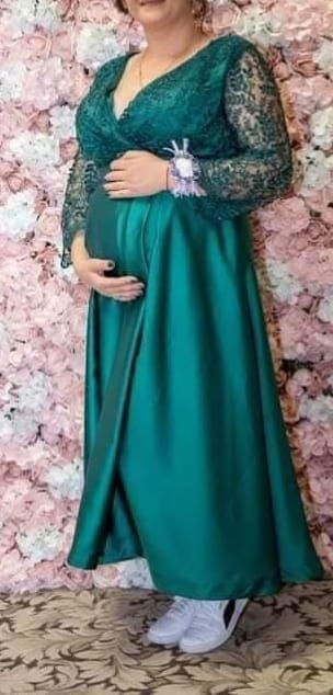 Rochie verde din satin
