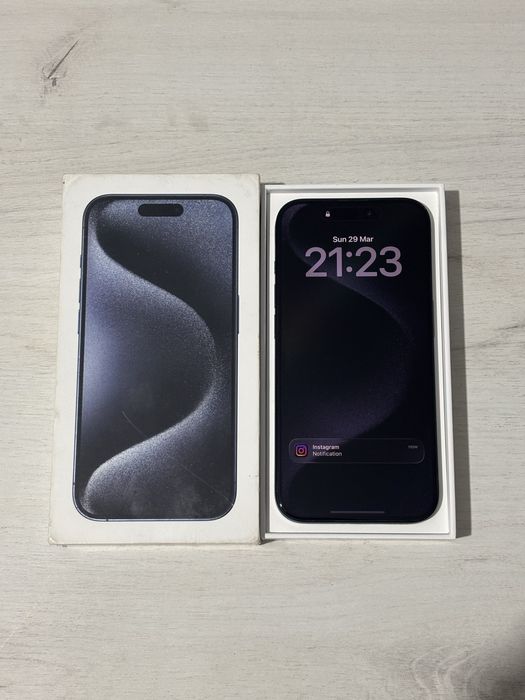 Iphone 15 Pro titan blue IMPECABIL + factura