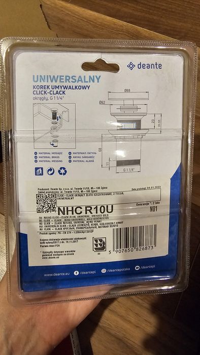 Ventil Dop lavoar baie click clack auriu periat Deante