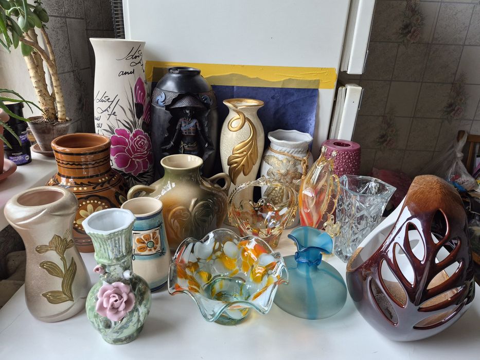 Ваза керамика,стекло.