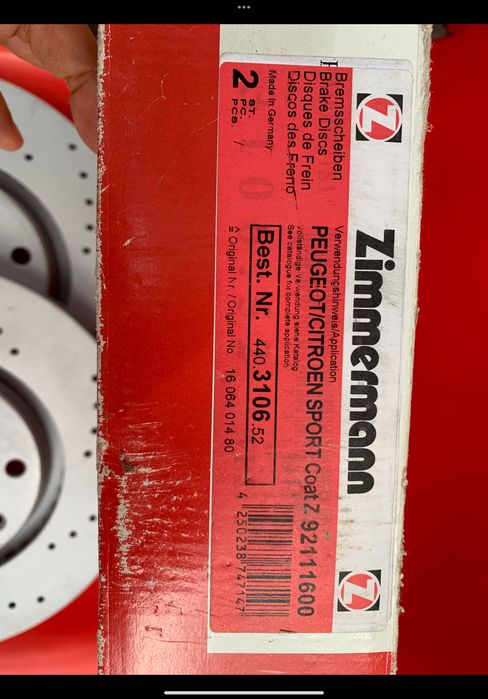 Спирачни дискове Zimmermann за Citroen/Peugeot