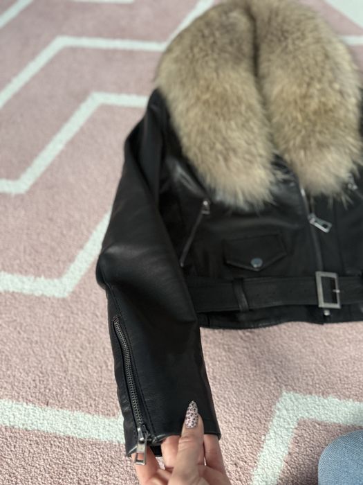 Дамски яке естествена кожа с лисица