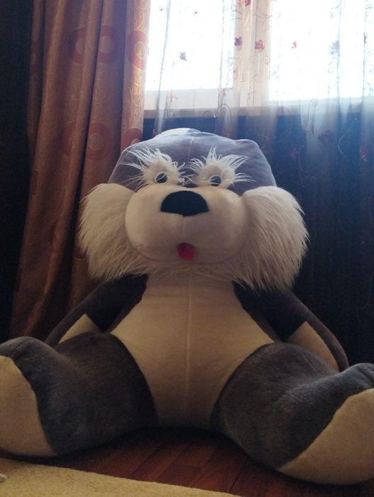 Мягкая игрушка большой серый заяц